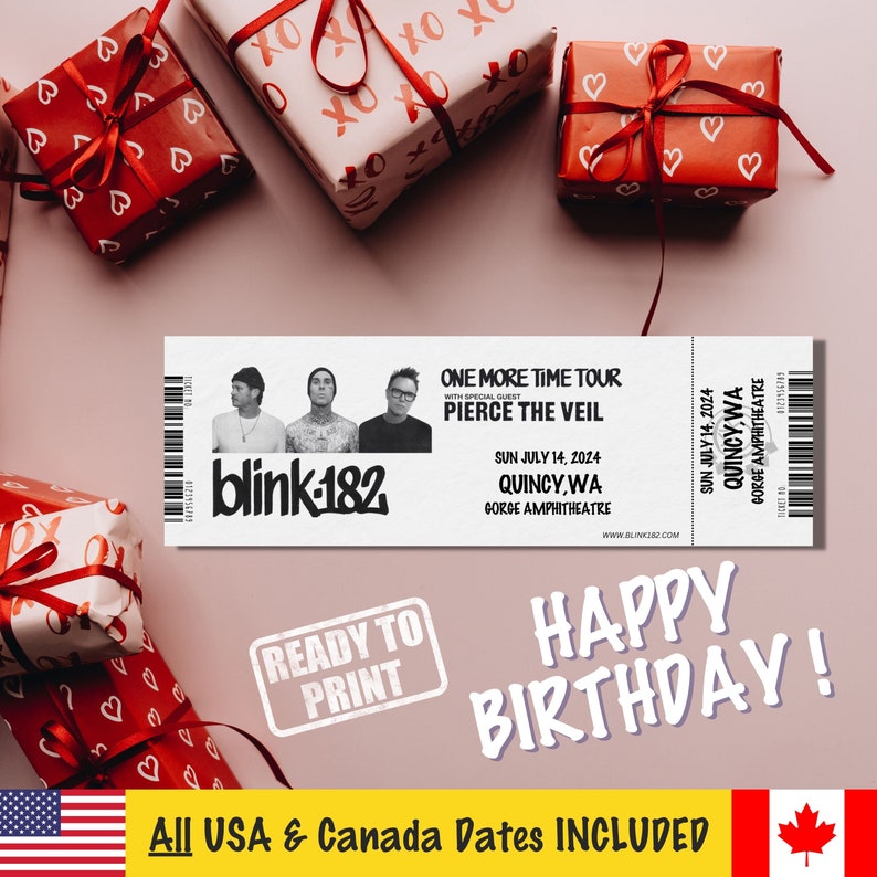Blink 182 Gift Ticket Bundle Instant Download All USA & Canada Concerts