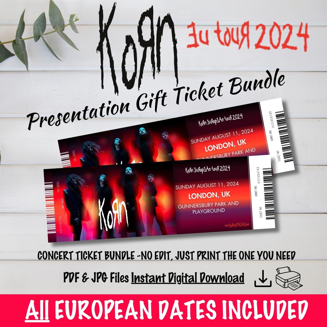 Korn European Tour 2024 Presentation Gift Ticket Bundle. Instant