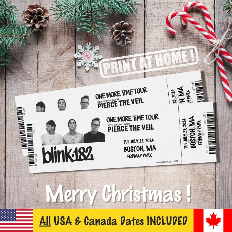 Blink 182 Gift Ticket Bundle Instant Download All USA & Canada Concerts