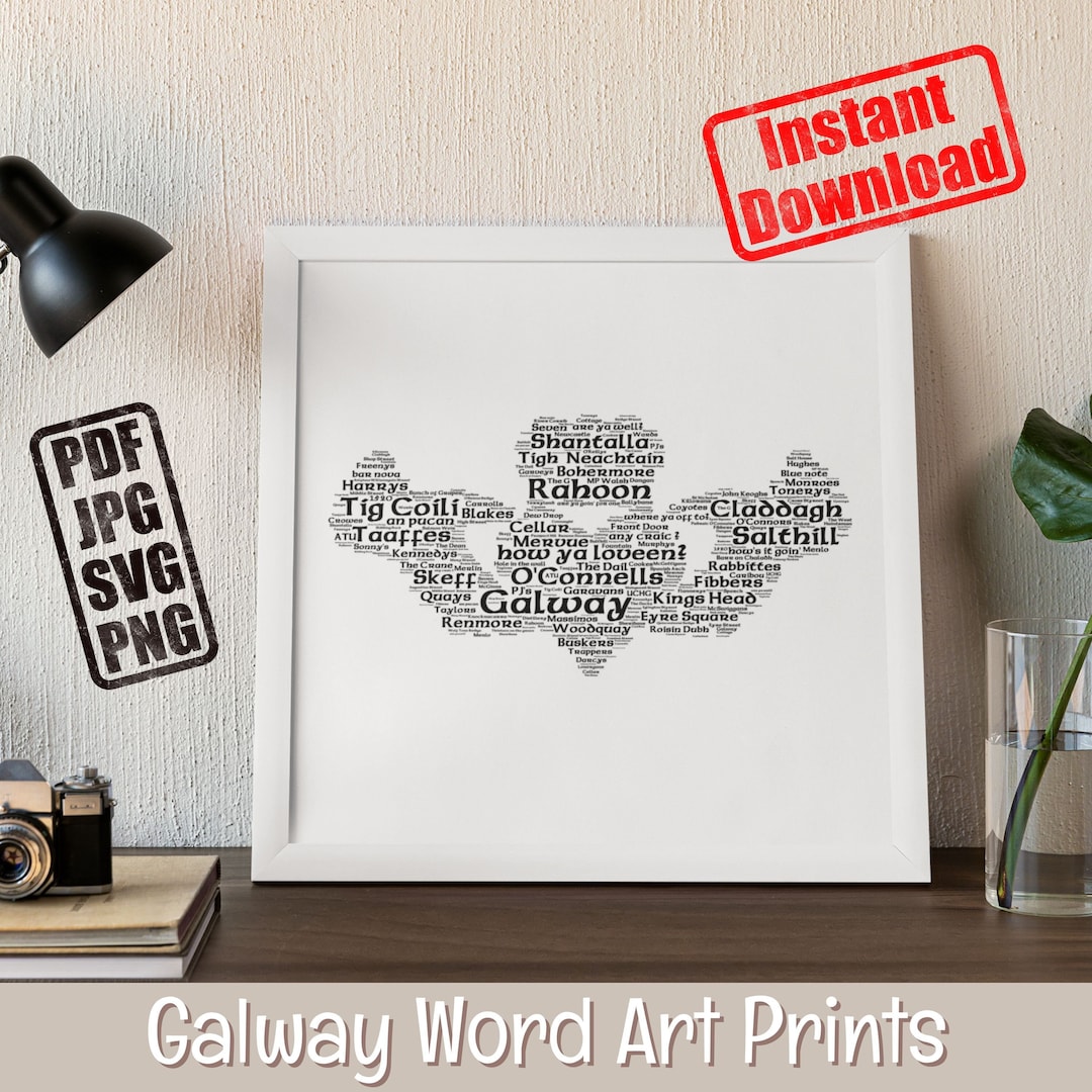 Galway Word Art Wall Decor Claddagh Ring Print Instant Etsy