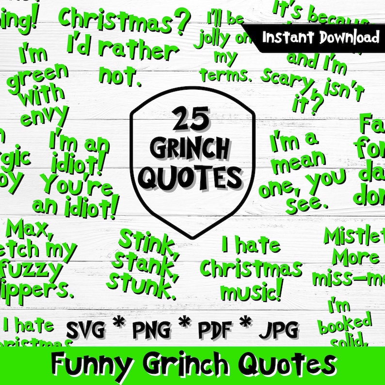 Grinch Quotes SVG Bundle Funny Crafting Files Digital - Etsy Australia