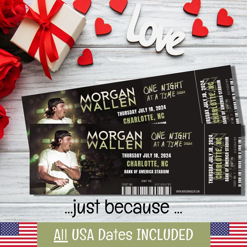Wallen Presentation Gift Ticket, One Night at A Time Tour 2024