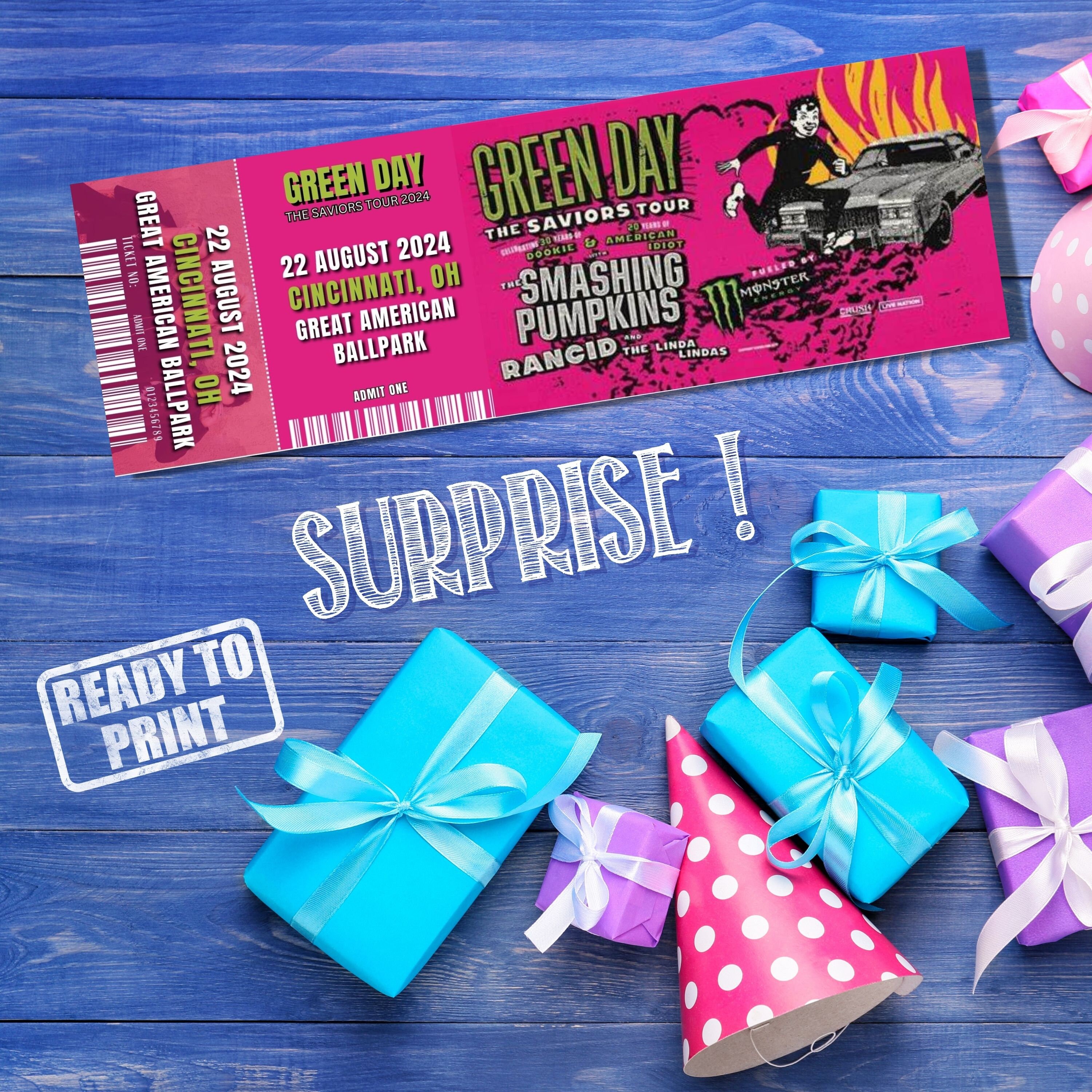 Green Day 2024 USA & Canada Concert Presentation Gift Ticket Etsy Canada