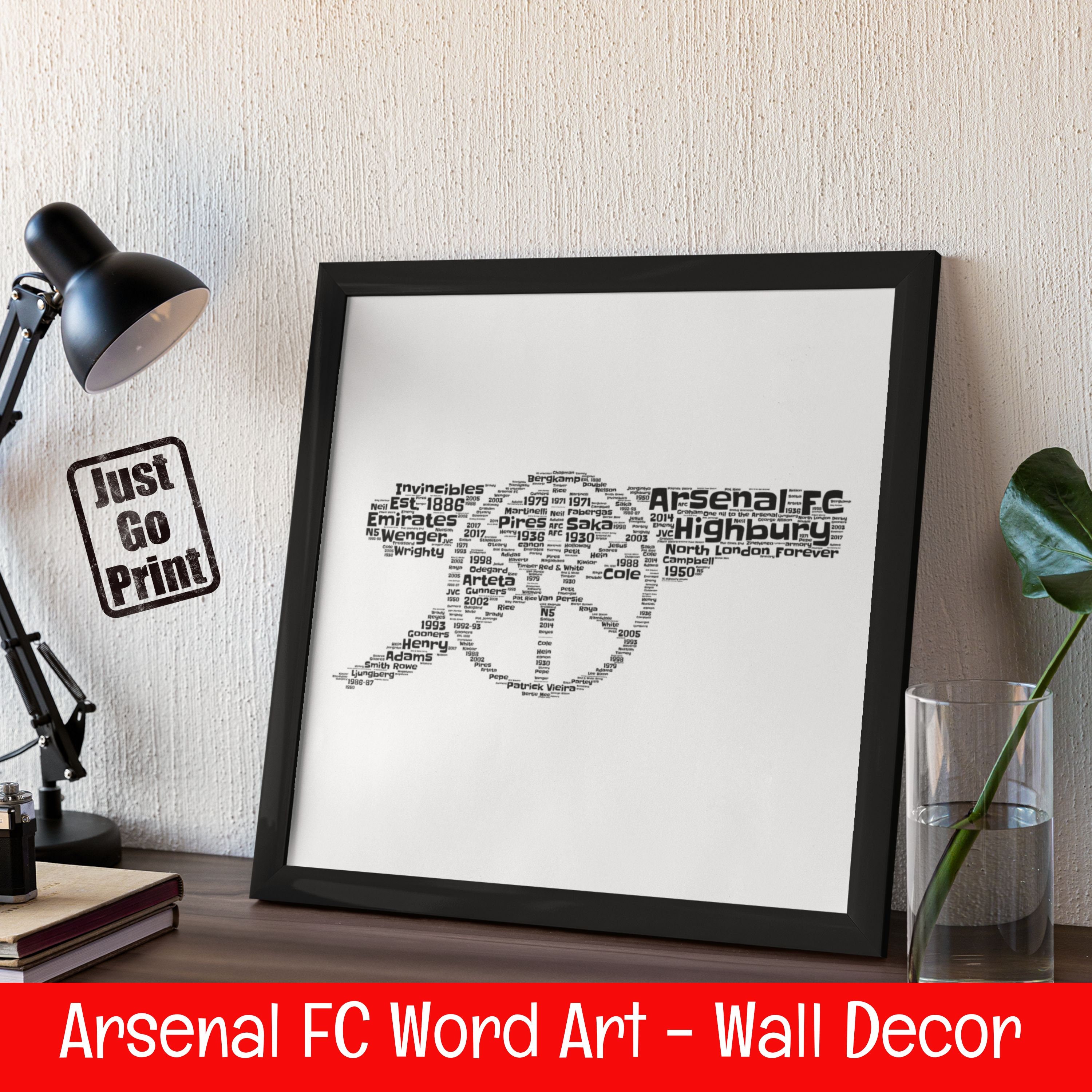 Arsenal FC Word Art Wall Decor Gunners Fan Instant Digital Etsy