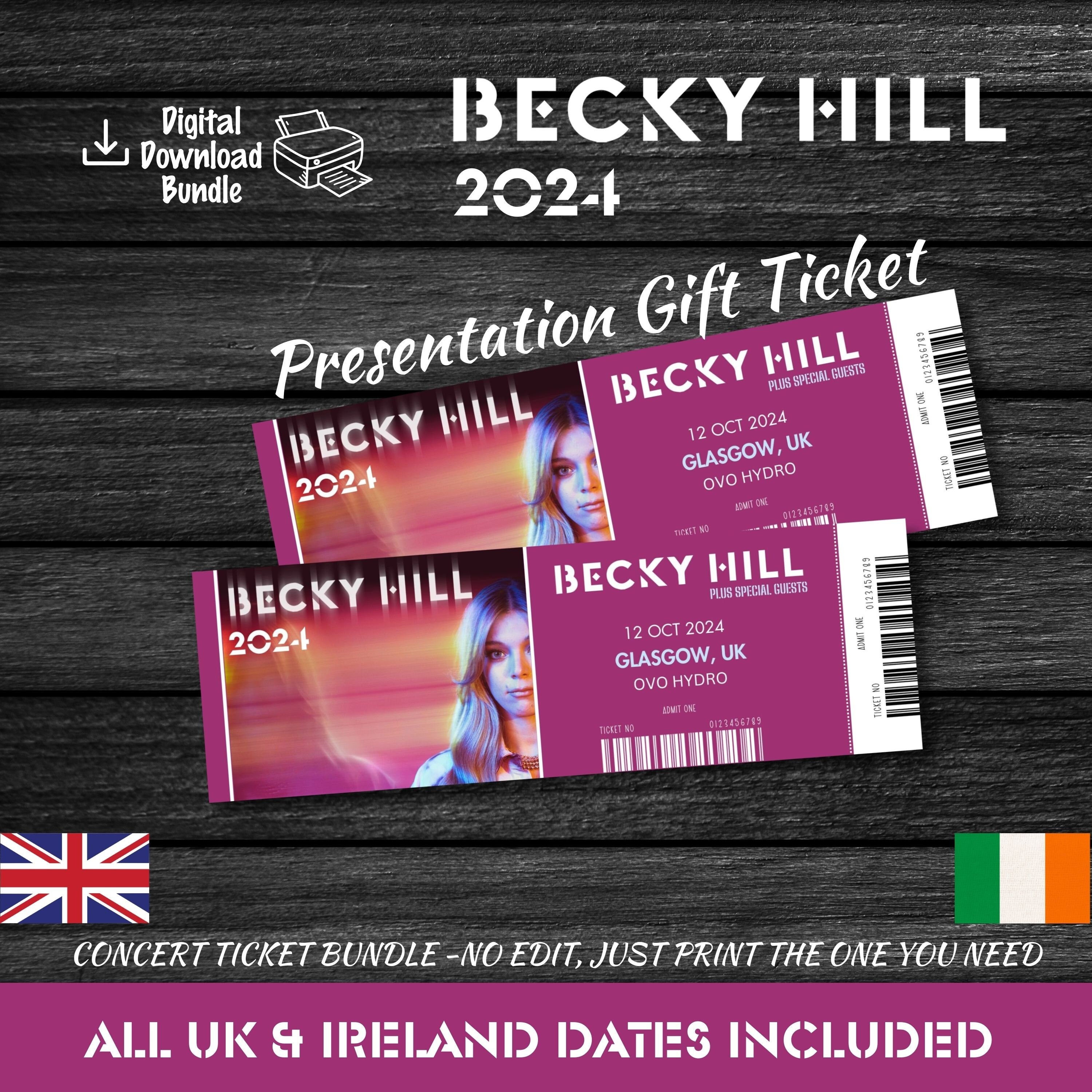 Becky Hill Tour 2024 UK and Ireland Presentation Gift Ticket Etsy