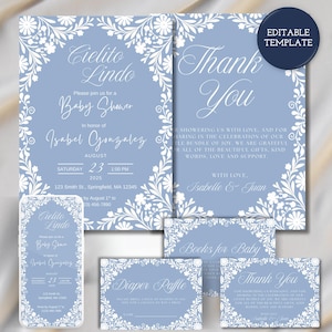 Editable Cielito Lindo Boy Baby Shower Invitation Bundle, Mexican Baby Shower, Papel Picado, Mexican Talavera, BS100