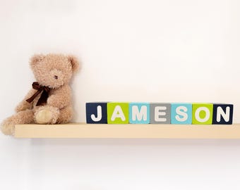 Personalized Name Wooden Blocks, Custom Baby Name Decor, Nursery Decor Boy, Wooden Name Blocks, Baby Gift, Baby Shower Gift, Newborn Gift