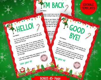 Printable Elf Letter Bundle, Editable Elf Letter, Elf Arrival letter, Elf Return Letter, Elf I'm Back Letter, Goodbye elf letter