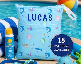 Personalized Double Zipper Wet Dry Bag, Daycare Bag, Swim Bag, Gym Bag, Diaper Bag, Wet Bag