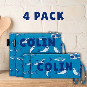 Personalized Reusable Snack & Sandwich Bag Set of 4 | 2 Snack + 2 Sandwich Bags | Personalized Sandwich and Snack Bags