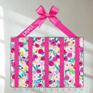 Personalized hair bow holder with hooks, hair bow holder, hair bow board, bow organizer, nursery decor, baby shower gift