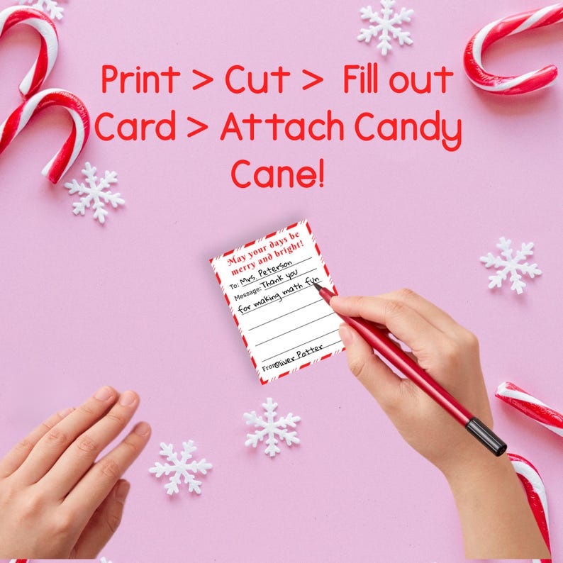 Candy Cane Gram Template, Candy Cane Printable Fundraiser, Christmas ...