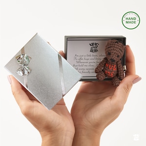 Unique Hygge gift box Teddy bear pocket hugs handmade tiny Teddy bear small gift box sending hugs pet sympathy gifts box little pocket bear