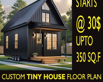 Custom Tiny House Plans with Loft: Architectural Blueprints (Digital Download, AutoCAD File Included)