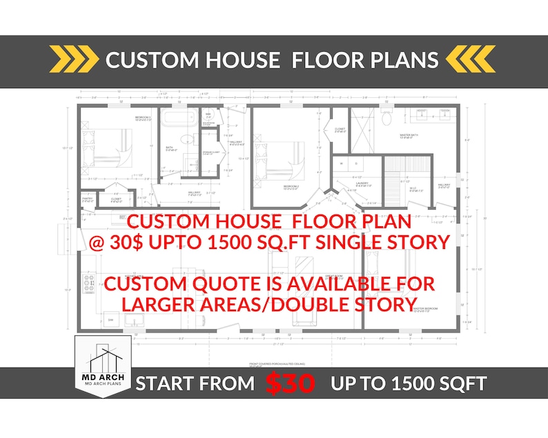 Professional custom house floor plan design showing architectural floor plans drawing, floor plan from drawing, custom homeplans drawing, detailed home plans blueprints, house blue prints, loft option, 2 bedroom layout, tiny small house plan.