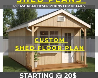 Custom Shed Plans Blueprints for Garden, Backyard, Office, Storage & Studio Sheds!