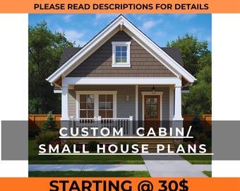 Custom cabin plans with loft & small house Architectural home drawing services for custom A Frame floor plans