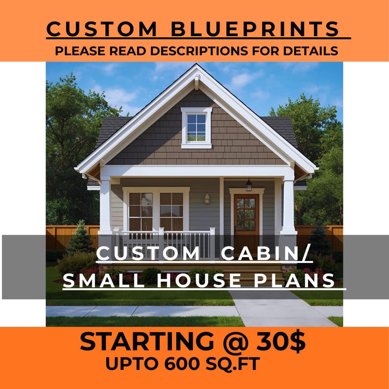 Custom Cabin Plans With Loft & Small House Architectural Home Drawing ...
