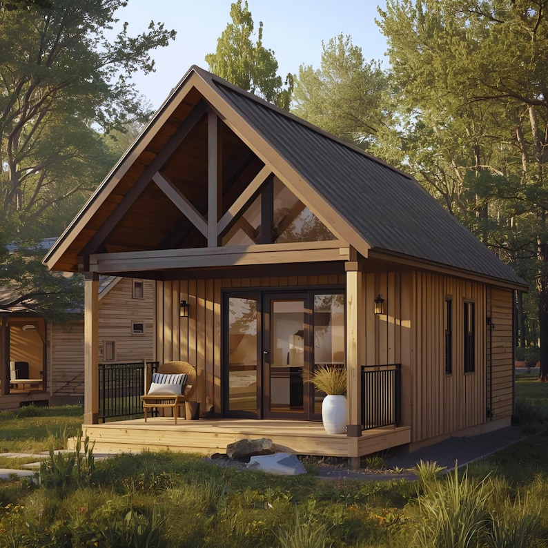 Custom Cabin Plans With Loft & Small House Architectural Home Drawing ...