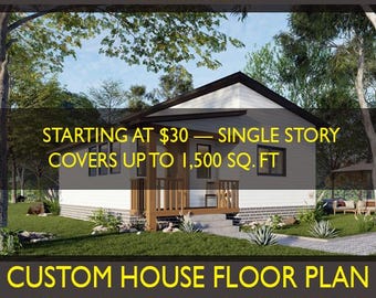 Custom House drawing services for cabin plans, garages and modern barndominium house plans up to 1500 sq. ft.