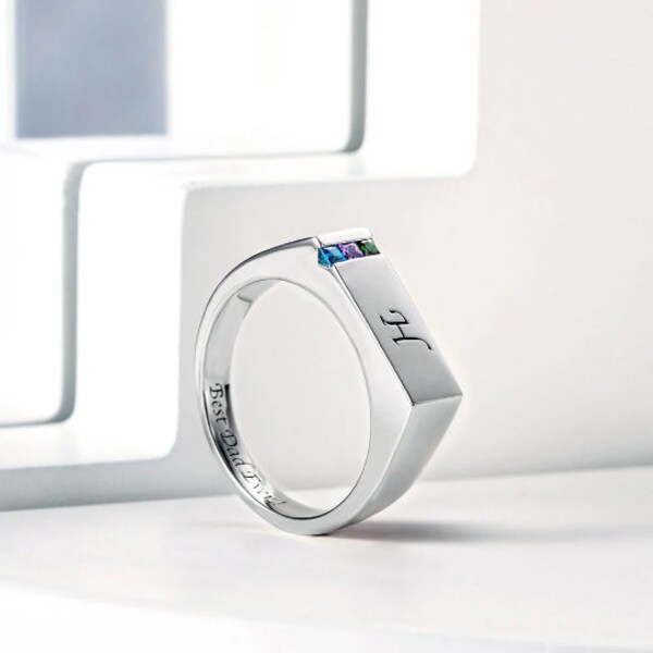 Mens Birthstone Ring Etsy