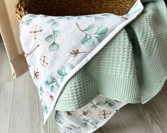 Organic Baby Waffle Muslin Blanket Mint Green