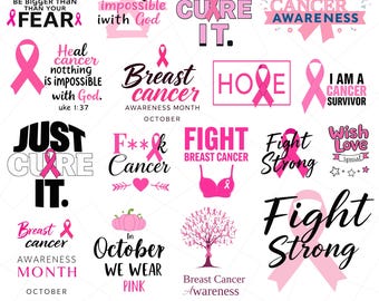 Pakiet svg raka piersi, svg świadomości raka, rak piersi png, wstążka raka png, pliki svg dla cricut, motywacyjny svg, nadzieja svg, PNG