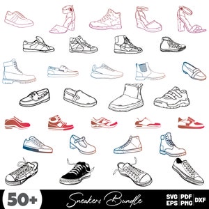 Schuhe Bundle, Sneaker Clipart für Cricut, Runnig Schuhe Silhouette, Sneaker Vektor, Sneaker Aufkleber, Sneaker Schnitt Dateien.