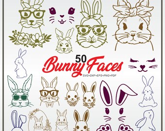 Häschen Gesicht Ohren SVG Bundle, niedlichen Osterhasen Clipart für Cricut, Häschen Gesicht Silhouette, Häschen Gesicht schneiden Dateien, Häschen Gesicht Vektor.