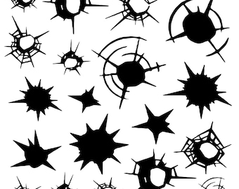Bullet Hole svg Bundle, Bullet Hole Clipart, Bullet Hole Vector, Bullet Hole Decal, Bullet Hole Cut Files, Bullet Hole Silhouette.