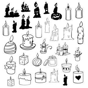 Candle Svg Bundle, Candle Clipart For Cricut, Candle Silhouette, Prayer Candle Vector, Birthday Candle Decal, Candle Cut Files.