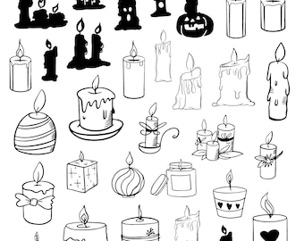 Candle Svg Bundle, Candle Clipart For Cricut, Candle Silhouette, Prayer Candle Vector, Birthday Candle Decal, Candle Cut Files.
