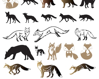 Fox Svg Bundle, Fox Clipart For Cricut, Wild Animal Silhouette, Clever Fox Vector, Cute Fox Decal, Fox Cut File.