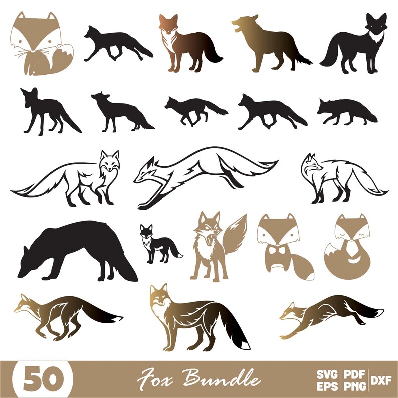 Fox Svg Bundle, Fox Clipart for Cricut, Wild Animal Silhouette, Clever ...