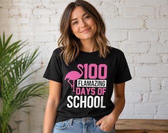 100 Days of School Flamingo SVG PNG | Flamazing Shirt Design | Teacher Kids 100th Day Tee | Cricut Cut File Back to School Graphic