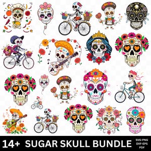 Sugar Skull SVG Bundle Mexican Sugar Skull Clipart Floral Sugar Skull SVG Day Of The Dead PNG Sugar Skull svg Dia De Los Muertos Clipart