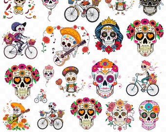 Sugar Skull SVG Bundle Mexican Sugar Skull Clipart Floral Sugar Skull SVG Day Of The Dead PNG Sugar Skull svg Dia De Los Muertos Clipart