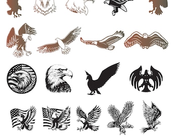 Pakiet Eagle SVG, grafika wektorowa Eagle Head dla Cricut, sylwetka Eagle, wektor Eagle, naklejka Eagle, pliki do cięcia Eagle.