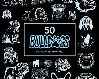 Bulldog Svg Bundle, Bulldog Clipart For Cricut, Bulldog Cut Files, Dog Silhouette, Dogs Vector, Dogs Decal.
