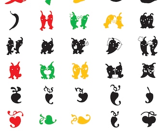 Chili Paper Svg Bundle, Chili Clipart For Cricut, Red Chili Vector, Chili Decal, Chili Cut Files, Funny Chili Silhouette.
