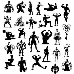 Bodybuilder Svg Bundle, Bodybuilder Clipart For Cricut, Exercise Silhouette, Gym Vector, bodybuilder Decal, bodybuilder Cut Files.