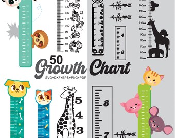 Growth Chart Bundle, Growth Ruler Clipart For Cricut, Growth Chart Silhouette, Growth Chart Vector, Growth Chart Cut Files.