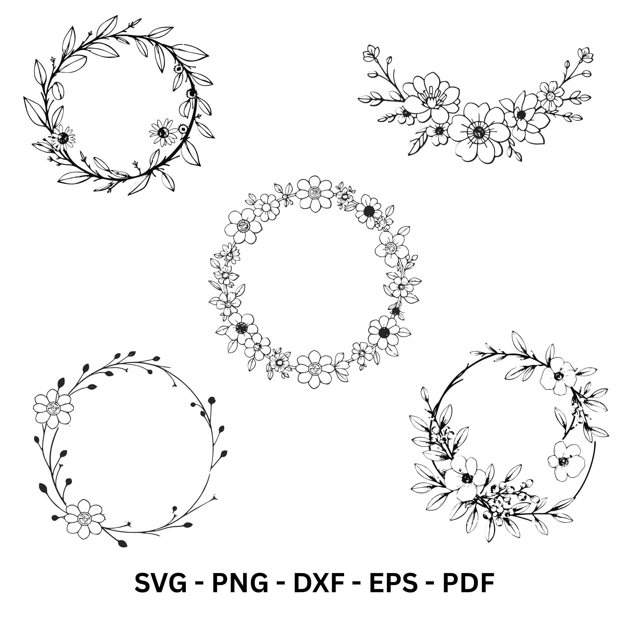 FLORAL WREATH SVG Bundle Circle Frame Svg Botanical Frame Wedding ...