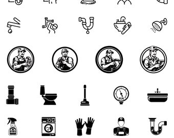 Plumber Svg Bundle, Plumber Tools Clipart For Cricut, Plumber Vector, Sanitary Decal, Plumber Silhouette, Plumber Tools Cut Files.