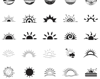 Sun Rise Svg Bundle, Sun Rise Clipart For Cricut, Sunrise Vector, Sun Decal, Sun Rise Silhouette, Sunrise Cut Files.