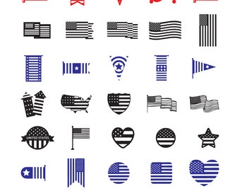 Pakiet SVG z flagą amerykańską, clipart z flagą dla Cricut, sylwetka flagi amerykańskiej, wektor flagi, naklejka z flagą, plik do cięcia flagi amerykańskiej.