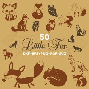 Little Fox Svg Bundle, Little Fox Clipart For Cricut, Forest Animal Silhouette, Little Fox Cut File, Little Fox Vector, Cute Fox Decal.