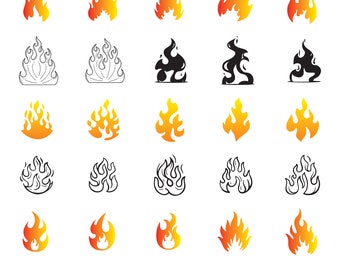 Pakiet Fire SVG, Clipart z Płomieniami dla Cricut, Sylwetka Płomieni Ognia, Wektor Ognia, Naklejka Ognia, Pliki Cięcia Ognia.