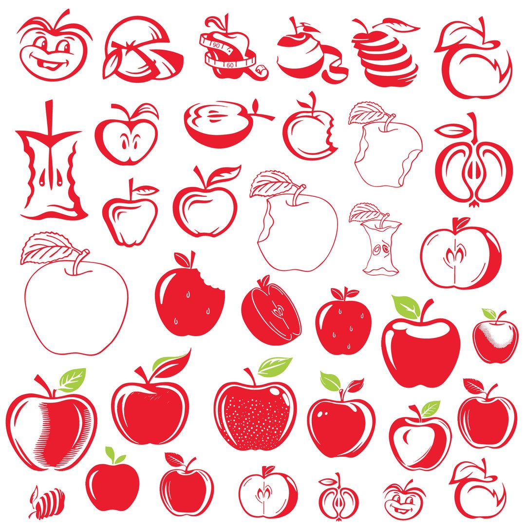 Apple Svg Bundle, Apple Clipart for Cricut, Apple Silhouette, Apple ...