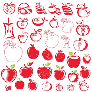 Apple Svg Bundle, Apple Clipart For Cricut, Apple Silhouette, Apple Vector, Apple Decal, Fruit Svg, Apple Cutfiles.